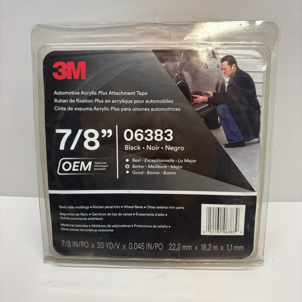 3M Automotive 6383 Acrylic Plus Attachment Tape, Black, 7/8" x‎ 20 yds